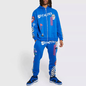 Ensemble jogging deux pièces pour homme avec poches kangourou, coupe classique, à rayures latérales, écoresponsable, fabriqué en usine - Product Image 1