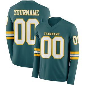 Jersey de Fútbol Americano Personalizado OEM de Manga Larga, Impresión Personalizada, Material de Spandex/Poliéster, Nombre del Equipo Personalizado - Product Image 1