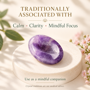 Natural Purple Crystal Oval Gemstone Carved <b>Ornament</b> Hand Polished Semi Precious <b>Stone</b> Massage Decor - Product Image 3
