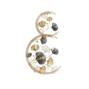 Decoración de pared de metal, arte moderno abstracto con diseño de hojas, escultura colgante de hierro para sala de estar, dormitorio, hotel, decoración de interiores del hogar. - Product Image 5
