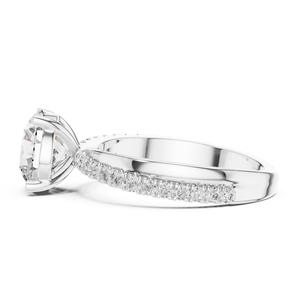 Anillo Solitario de Diamante Cultivado en Laboratorio con Corte Brillante, Certificado por IGI |   Anillo de Compromiso de Plata 925 con Baño de Rodio y Pavé, E-VVS2 0.95ct - Product Image 3