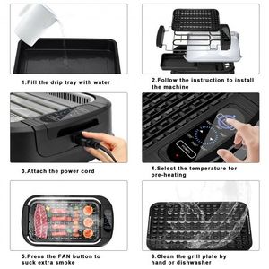 Portable <b>Electric</b> <b>BBQ</b> Grill Smokeless with Turbo Smoke Extractor for Outdoor Entertaining - Product Image 5