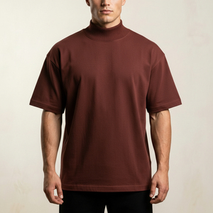 เสื้อยืดคอกลมโอเวอร์ไซส์ผ้าฝ้ายหนานุ่มสำหรับผู้ชาย สไตล์สตรีทแวร์ รับผลิตเสื้อยืดแบบไม่มีลาย แบรนด์ส่วนตัว - Product Image 1