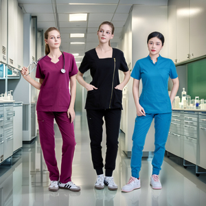 เสื้อผ้าทางการแพทย์แขนสั้น/ยาวระบายอากาศได้สำหรับพยาบาลขัดผิวขนาดพิเศษดีไซน์เรียบหรู - Product Image 1