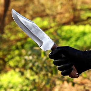 Cuchillo Bowie Hecho a Mano con Mango de Palisandro y Funda de Cuero, Hoja de Acero al Carbono de Espiga Completa, Cuchillo Táctico Personalizado OEM para Caza y Camping - Product Image 4
