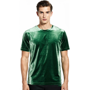 เสื้อยืดกำมะหยี่สีเขียวคุณภาพสูงสำหรับผู้ชาย เสื้อยืดกำมะหยี่น้ำหนักเบาสำหรับฤดูร้อน เสื้อยืดแขนสั้นกำมะหยี่แฟชั่นฤดูร้อนสำหรับผู้ชาย - Product Image 1