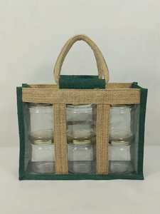 Sac de transport en toile de jute premium pour 6 bouteilles, avec fenêtre transparente en PVC, écologique, réutilisable, pour le rangement des bouteilles de vin, fermeture ouverte - Product Image 1