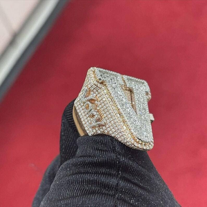 Gold Tone Moissanite Iced Out Statement <b>Ring</b> Luxury Hip Hop Jewellery For Men Fashion Streetwear Gift And Bold Style - Product Image 1