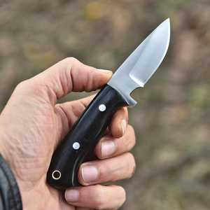Drop Point Camping <b>Knife</b> High Carbon Steel Blade Bull Horn <b>Handle</b> Leather Sheath Outdoor Survival Tactical Fixed Blade EDC <b>Knife</b> - Product Image 2