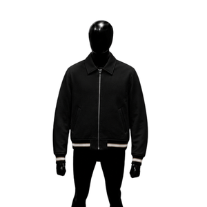 PREMIUM BLACK ZIP <b>JACKET</b> TRENDY STREETWEAR <b>SMART</b> <b>MEN</b> OUTERWEAR ZIPPER FASHION VERSATILE BOMBER WEAR Turn-down Collar Casual Oute - Product Image 1