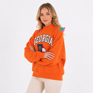 เสื้อสเวตเชิ้ตคอเต่าลายปักแผนที่รัฐจอร์เจีย สีดำ สำหรับผู้หญิง ทรงโอเวอร์ไซส์ เหมาะสำหรับใส่ในฤดูใบไม้ร่วง - Product Image 3