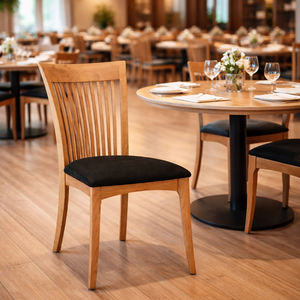 Chaise de salle à manger moderne en teck indonésien à dossier à lattes, écologique, durable, avec un cadre en bois robuste, élégante, pour hôtel, maison, salle à manger - Product Image 5