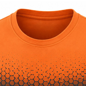 T-shirt à manches courtes pour homme, col rond, orange, motif géométrique dégradé, coupe classique, style sportif - Product Image 2