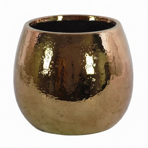 Florero Metálico Dorado Superbrillante con Patrón Martillado Detallado para Flores Artificiales y Accesorios - Product Image 1