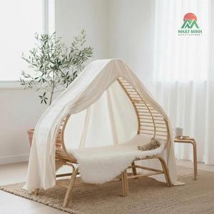 Chaise en rotin pour enfants NhAT Minh, dossier semi-circulaire, design tropical, écologique, utilisation en extérieur - Product Image 4