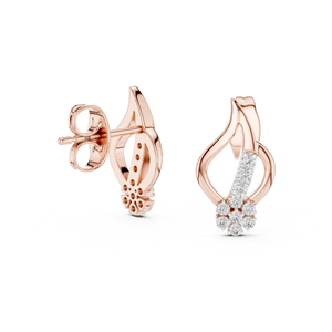 Boucles d'oreilles pendantes en or rose 14 carats avec diamant rond cultivé en laboratoire pour femmes |   Vêtements de bureau |   Nouveau diamant cultivé - Product Image 4