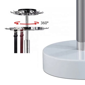 Modern Rotating <b>Display</b> Stand 2-Tier Metal <b>Shelf</b> Freestanding Vertical Polished Surface for Garment Stands Indoor Use - Product Image 3