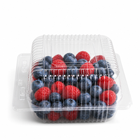 Kotak Buah Plastik PET Transparan Sekali Pakai dengan Tutup untuk Menampilkan Stroberi dan Blueberry