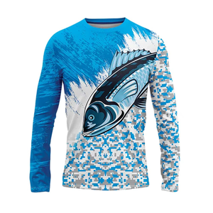 Chemises de pêche pour hommes, personnalisées par sublimation, protection UV, manches longues, respirantes, de haute qualité, confortables et durables - Product Image 1