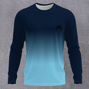 เสื้อยืดคอกลมไล่เฉดสีสำหรับผู้ชาย เสื้อแรชการ์ดป้องกันแสงแดด แห้งเร็ว ใส่สบาย สำหรับผู้ชาย - Product Image 4