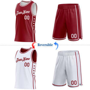 Ensemble d'uniformes de basketball réversibles tendance, maillot et short en mesh respirant, personnalisables par sublimation, fournisseur en gros de tenues d'équipe OEM - Product Image 1