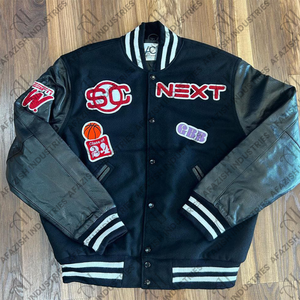 Logo personnalisé Laine Chenille Broderie Baseball Letterman Vestes Hommes Vintage Blanc En Cuir Manches Varsity Veste - Product Image 6