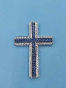 Colgante de Moissanita con Diseño Cruzado de Plata 925, Colgante Cristiano, Colgante de Fe Religiosa, Joyería Hip Hop, Regalos de Comunicación - Product Image 5