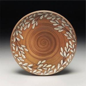 Assiette de service en bois de manguier écologique émaillée - Assiette ronde de 12 pouces à imprimé floral - Plateau en bois durable avec revêtement émaillé - Product Image 4