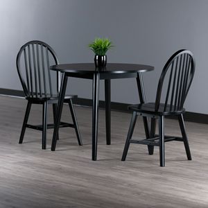 Moreno 3 pezzi nero foglia goccia tavolo da pranzo Set con Windsor sedie per la sala da pranzo di casa - Product Image 5