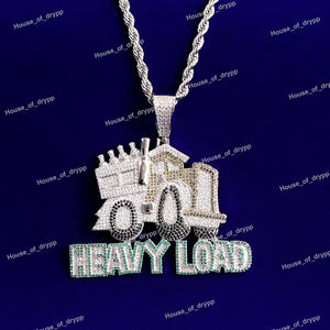 Collar Colgante de Plata de Ley 925 con Baño de Rodio, Diseño de Camión de Carga Pesada, Totalmente Engastado con Diamantes de Moissanita y Piedras Multicolor, Estilo Hip Party - Product Image 3