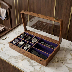 Caja Organizadora de Relojes de Madera con Tapa de Cristal, Estuche de Madera para Relojes de Lujo para Hombre de AYAANS - Product Image 6