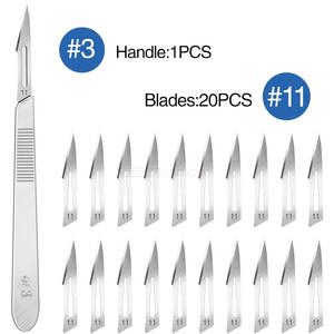 Ensemble de 21 lames de scalpel, 20 stériles # 11 lames chirurgicales, 1 manche, couteaux de découpe multi-usages pour laboratoire, art, artisanat et pratique - Product Image 2