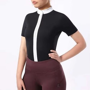 Women Equestrian Top Horse Riding Show Shirt Solid Above <b>Knee</b> Short Full Sleeves Competition Riding Suit Drop Shoulder - Product Image 5
