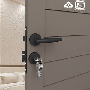 Ensemble de poignées de porte à mortaise en laiton massif moderne, double ton, avec roseau rond, finitions noir mat, noir brillant, PVD or rose, or, quincaillerie de serrure 150mm - Product Image 1