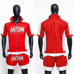 Custom Printing Two Piece Zip Up Cargo Shorts And Short Sleeve Jacket <b>Sets</b> Polyester Nylon Windbreak Shorts <b>Set</b> Tracksuit Men - Product Image 1
