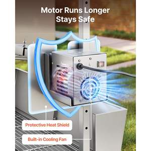 Kit de rôtissoire électrique en acier inoxydable à 4 niveaux de hauteur, avec déflecteur de 46 pouces, capacité de 132 lb, roues, pour barbecue extérieur, camping, porc, agneau - Product Image 5