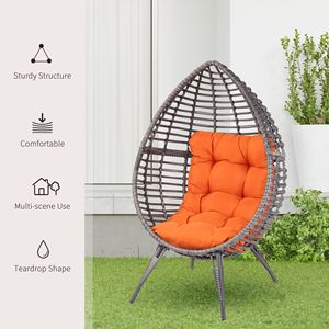 Poltrona a Uovo in Rattan PE a Forma di Goccia, Altezza Regolabile, con Cuscino Morbido per Giardino o Soggiorno - Product Image 6