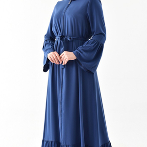 Shimmering Satin Inner <b>Dress</b> & Organza Outer Set – 2-Piece Modern Luxury Abaya Suite - Product Image 4