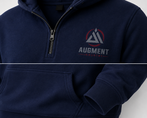 Sweat à capuche zippé en molleton bleu marine pour homme, coupe régulière, avec poche, couleur unie, logo imprimé sur le devant - Product Image 3