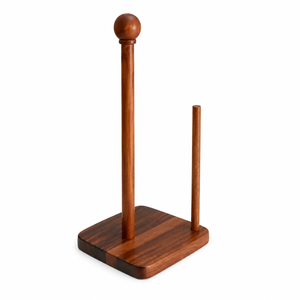 Eco-Friendly Acacia Wooden Paper Towel Holder Farmhouse Kitchen Roll Stand With Heavy Base <b>For</b> Restaurant Home Storage Use - Product Image 1