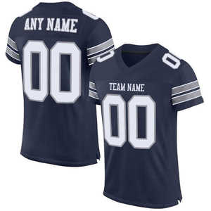 Camiseta de Fútbol Personalizada Azul Marino, Mangas Cortas, Cuello en V, Malla Transpirable, Diseño Deportivo con Impresión de Número y Nombre del Equipo - Product Image 3