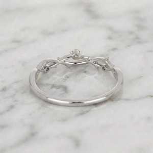 Nature Inspired Leaf Round Cut Moissanite Minimalist <b>Ring</b> Original 925 Silver Fine Anniversary Birthdays Wish Jewelry For Her - Product Image 4