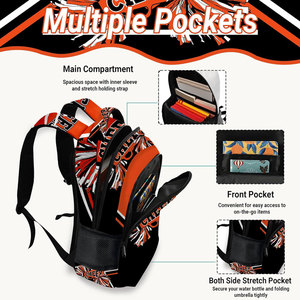 Cheerleading <b>Backpack</b> for Women Adult Custom Printed Rhinestone Logo Black Nylon/Cotton/Neoprene Heat-Transfer Printed - Product Image 4