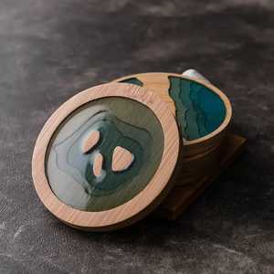 Modern Round Wood <b>Coaster</b> with Resin Inlay Non-Slip with Chemical Finishing Square Indoor Tableware Pads <b>for</b> Skill Artisan - Product Image 1