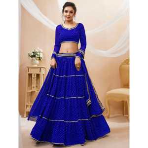 Merveilleux bleu Leheriya imprimé Georgette femmes Festival porter Lehenga Choli - Product Image 5