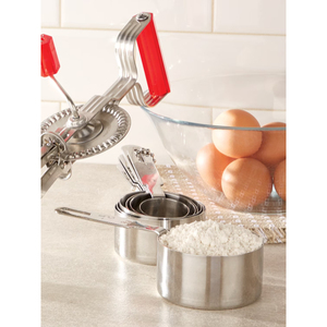 Set Of 5 Eco-Friendly Stainless Steel <b>Measuring</b> Cups And <b>Spoon</b> Shiny Polished Handcrafted Tabletop Best For Hotel And Wedding - Product Image 3