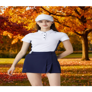 Robe pull col polo blanche respirante en maille pour femme de marque de créateur, avec effet froissé, collection automne, vente en gros, chemise compressée - Product Image 3