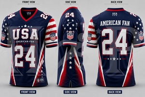 Maillot de football américain unisexe pour adultes et jeunes, sublimation personnalisée, polyester respirant, nouveau design, maillot de supporter d'équipe - Product Image 3