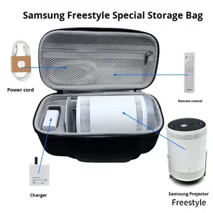 Estuche de transporte de EVA de carcasa rígida, bolsa de almacenamiento de viaje impermeable y a prueba de golpes compatible con el proyector <span class=keywords><strong>Samsung</strong></span> <span class=keywords><strong>Freestyle</strong></span> de 1.ª y 2.ª generación - Product Image 3