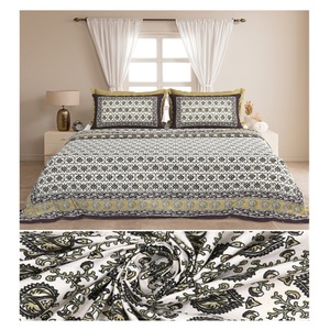 Manthan Hand Block Printed <b>Floral</b> Pattern 100% Cotton 200TC Anti-Dust Mite All-Season 3-Piece Customizable Simple Bedding Set - Product Image 1